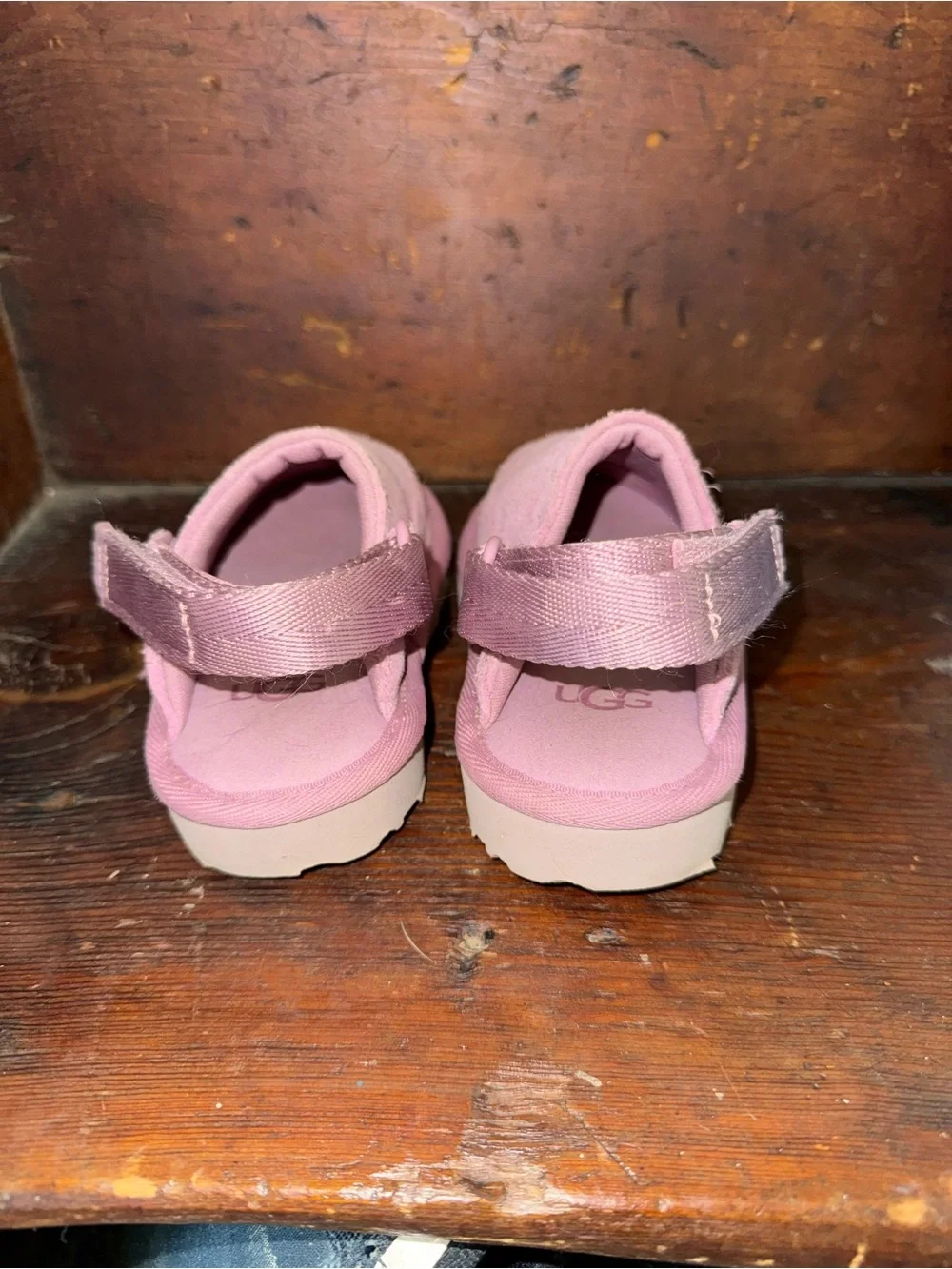 UGG Kids Pink Suede Backstrap Clog Sandals
